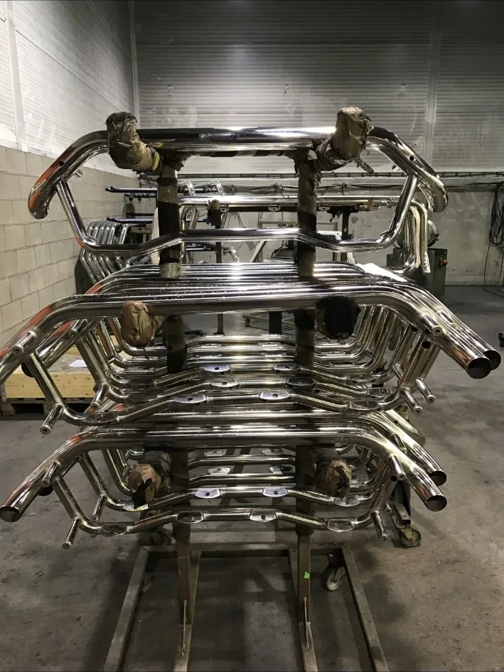 Polished tubular metal frames