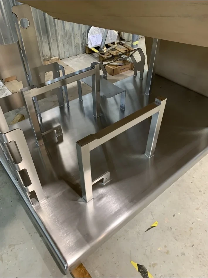 Stainless steel fabricated assembly in workshop