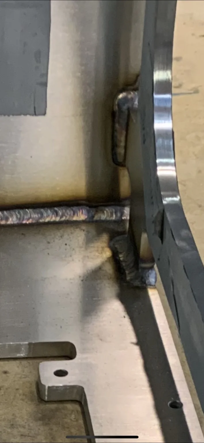 Stainless steel welded area before blending